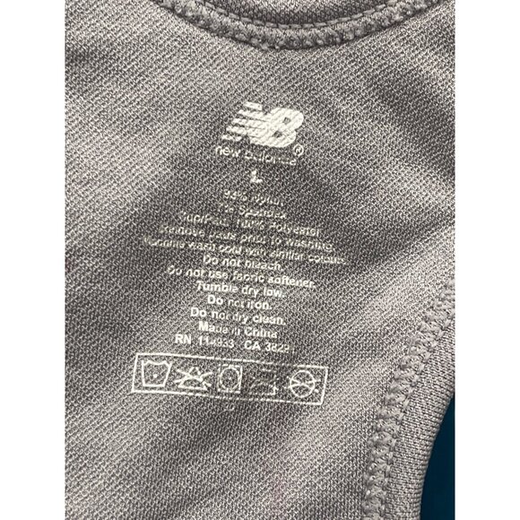 New Balance Women Gray Ribbed Racer Back Sport Bra Size L - Picture 6 of 6